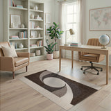 Modern Abstract Swirl Brown Tan Area Rug