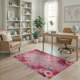 Vintage Blush Pink Rose Floral Area Rug