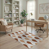 Abstract Brown Tan Teardrop Area Rug