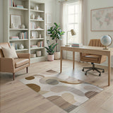 Modern Abstract Neutral Circles Area Rug