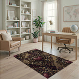 Ornate Baroque Cracked Heart Distressed Rug