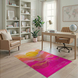 Pink Sunset Mountains Abstract Area Rug