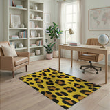 Yellow Vibrant Yellow Leopard Print Area Rug