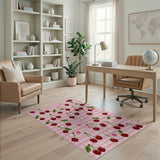 Cherry Gingham Pink Area Rug