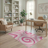 Pink Pink Swirl Abstract Area Rug