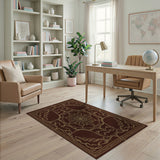 Opulent Maroon Gold Floral Persian Rug