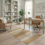 Tan Beige Striped Heritage Tribal Rug