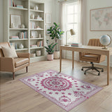 Floral Vintage Pink Floral Mandala Area Rug