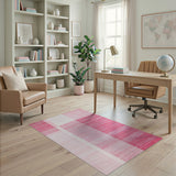 Pink Modern Pink Grid Stripe Area Rug