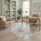 Undulating Beige Wave Area Rug