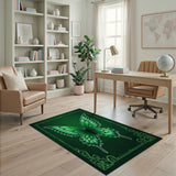 Emerald Green Butterfly Ornate Area Rug