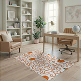 Orange Pumpkin Vine Swirl Area Rug