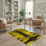 Bold Yellow Black Geometric Modern Area Rug