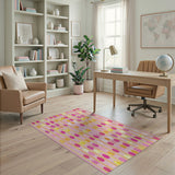 Whimsical Easter Egg Pink Grid Area Rug