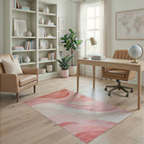 Wavy Pink Abstract Abstract Area Area Rug