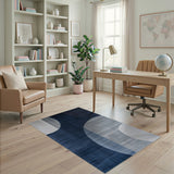Navy Blue Overlapping Circles Area Rug