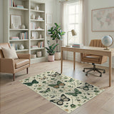 Green Emerald Butterfly Garden Area Rug