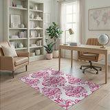 Elegant Pink Damask Floral Vintage Area Rug