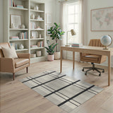 Geometric Modern Black White Plaid Woven Area Rug