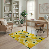 Zesty Lemon Slices Leaves Area Rug