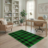 Green Black Plaid Check Area Rug