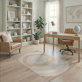 Neutral Beige Concentric Circles Geometric Area Rug
