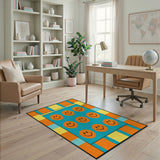 Smiley Faces Blue Kids Area Rug