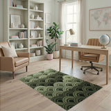 Cascading Green Waves Area Rug