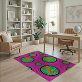 Vibrant Pink Abstract Circles Area Rug