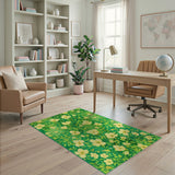 Yellow Flowers Lush Green Area Rug