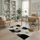Organic Abstract Beige and Black Area Rug