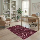 Red Marbled Swirl Area Rug