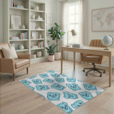 Blue and Teal Playful Blue Cartoon Dogs Area Rug