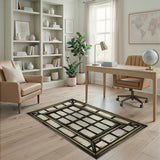Distressed Shoji Window Frame Area Rug