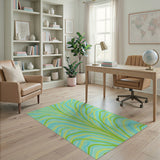 Teal Green Wavy Abstract Area Rug