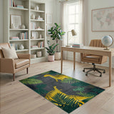 Yellow Dino Jungle Kids Area Rug
