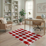 Red Heritage Tribal Checkered Area Rug