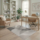 Abstract Area Sweeping Grey Waves Abstract Area Rug