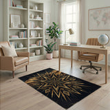 Gold Geometric Starburst Mountain Rug