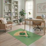 Geometric Modern Green Baseball Field Area Rug