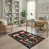 Enchanted Red Mushroom Wildflower Area Rug