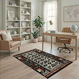 Southwestern Geometric Area Rug Black Cream Rust
