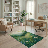 ODIKA Wildflower Mountain Meadow Washable Low Pile Area Rug
