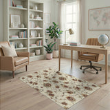 Cream Peony Floral Vintage Area Rug