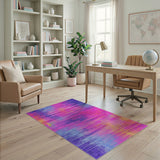 Vibrant Multi-Color Streaked Abstract Area Rug