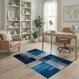 Geometric Modern Blue and Teal Navy Blue Geometric Modern Area Rug