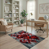 Graffiti Valentine's Hearts Red Area Rug
