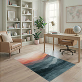 Blue Teal Mountain Sunset Area Rug