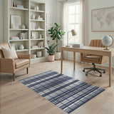 Geometric Modern Navy Grid Geometric Area Rug
