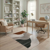Beige and Neutral Wavy Beige Grey Abstract Area Rug